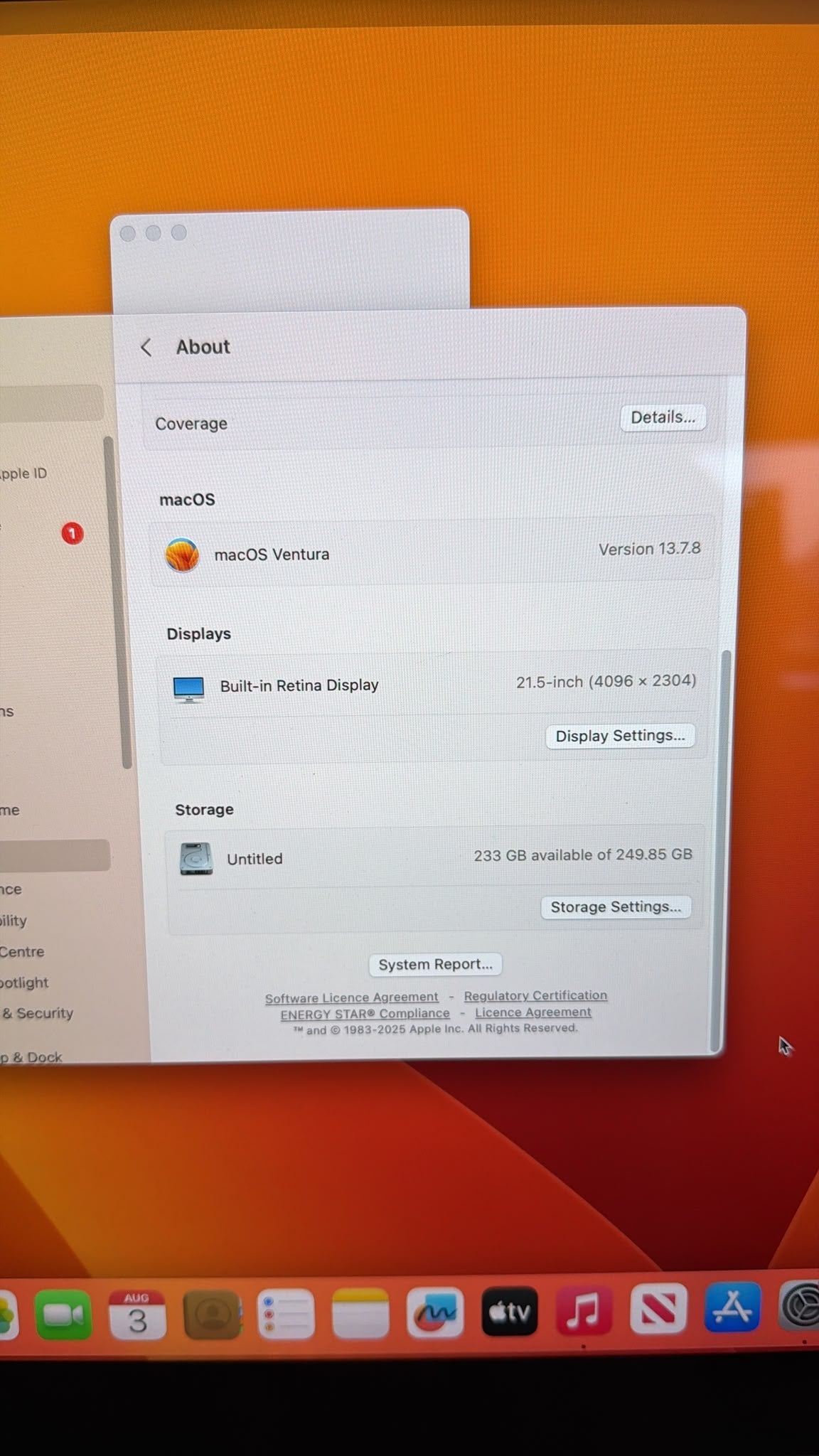 Apple iMac 21,5” Retina 4K 2017 i5 8GB SSD Samsung 250GB – macOS Ventura - JoJòTechRepair